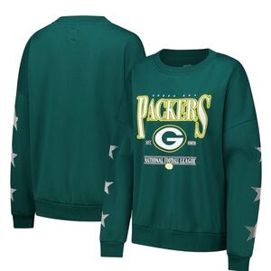 Green Bay Packers Green Sweater gameday couture bedazzled star sleeves small nwt